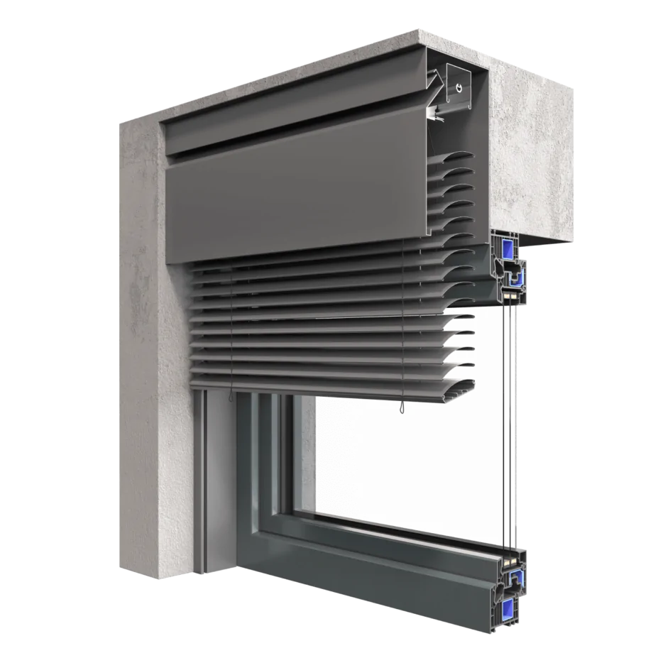 Żaluzje fasadowe NODIO – montaż natynkowy