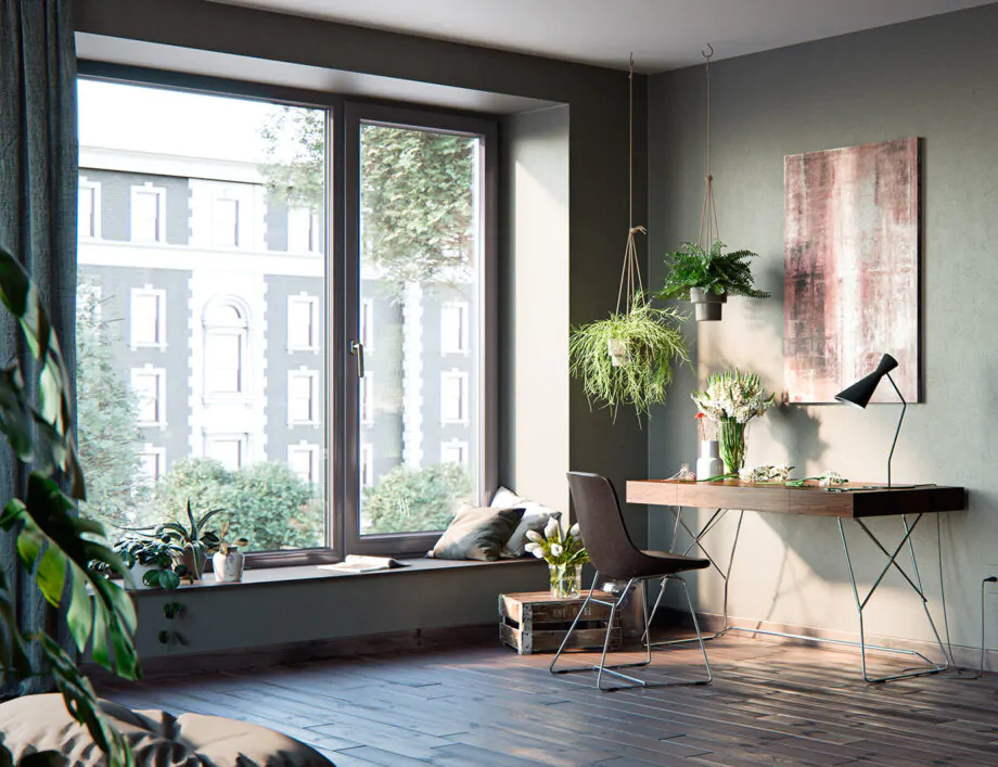 WINERGETIC STANDARD – okno w jasnej aranżacji wnętrza.